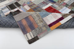 Kirk Yama Grey Patchwork Cotton Wool Handmade Area Rug 5'7'' x 7'10''