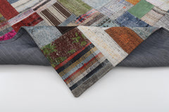 Kirk Yama Grey Patchwork Cotton Wool Handmade Area Rug 5'7'' x 7'10''