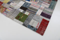 Kirk Yama Grey Patchwork Cotton Wool Handmade Area Rug 5'7'' x 7'10''