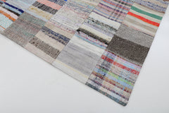 Kirk Yama Grey Patchwork Cotton Wool Handmade Area Rug 6'7'' x 9'11''
