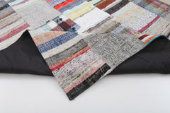 Kirk Yama Grey Patchwork Cotton Wool Handmade Area Rug 6'7'' x 9'11''