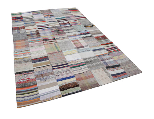 Kirk Yama Beige Patchwork Cotton Wool Handmade Area Rug 6'7'' x 9'9''