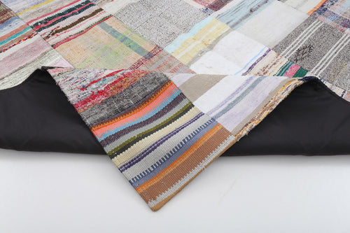 Kirk Yama Beige Patchwork Cotton Wool Handmade Area Rug 6'7'' x 9'9''