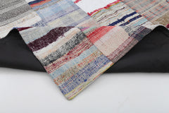 Handmade Area Rug - Grey Patchwork Wool Cotton Carpet 6'7'' x 9'9'' Durable Soft