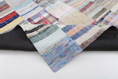 Handmade Area Rug - Kirk Yama Grey Patchwork Cotton Wool Carpet 6'7" x 9'10"