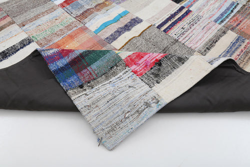 Kirk Yama Grey Patchwork Cotton Wool Handmade Area Rug 6'7'' x 9'9''