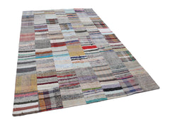 Kirk Yama Beige Patchwork Cotton Wool Handmade Area Rug 6'7'' x 9'11''