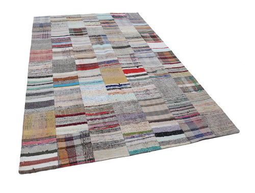 Kirk Yama Beige Patchwork Cotton Wool Handmade Area Rug 6'7'' x 9'11''