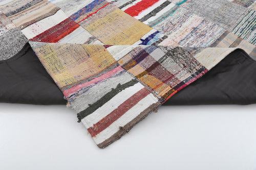 Kirk Yama Beige Patchwork Cotton Wool Handmade Area Rug 6'7'' x 9'11''