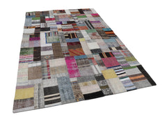 Kirk Yama Grey Patchwork Cotton Wool Handmade Area Rug 6'6'' x 9'11''