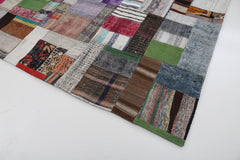 Kirk Yama Grey Patchwork Cotton Wool Handmade Area Rug 6'6'' x 9'11''