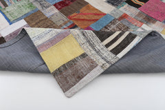 Kirk Yama Grey Patchwork Cotton Wool Handmade Area Rug 6'6'' x 9'11''