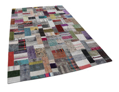 Kirk Yama Grey Patchwork Cotton Wool Handmade Area Rug 6'7'' x 9'10''
