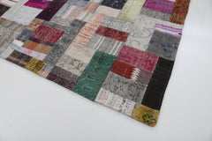 Kirk Yama Grey Patchwork Cotton Wool Handmade Area Rug 6'7'' x 9'10''