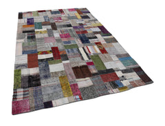 Kirk Yama Grey Patchwork Cotton Wool Handmade Area Rug 6'7'' x 9'11''