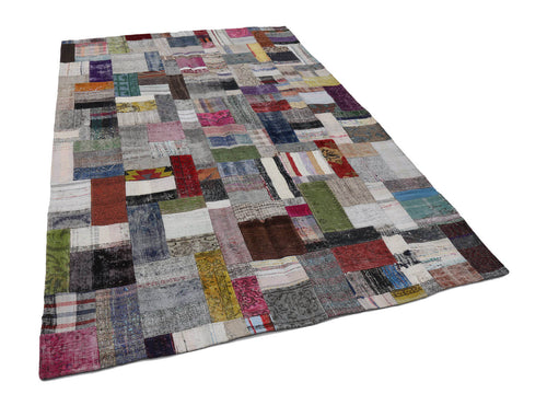 Kirk Yama Grey Patchwork Cotton Wool Handmade Area Rug 6'7'' x 9'11''