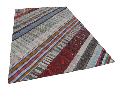 Kirk Yama Grey Patchwork Cotton Wool Handmade Area Rug 6'9'' x 9'10''