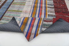 Kirk Yama Grey Patchwork Cotton Wool Handmade Area Rug 6'9'' x 9'10''