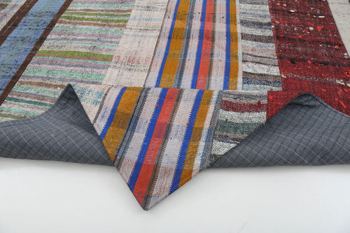 Kirk Yama Grey Patchwork Cotton Wool Handmade Area Rug 6'9'' x 9'10''