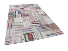 Handmade Area Rug - Kirk Yama Beige Patchwork Cotton Wool Rug 6'8" x 10'0"