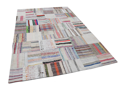 Handmade Area Rug - Kirk Yama Beige Patchwork Cotton Wool Rug 6'8" x 10'0"