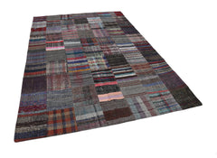 Kirk Yama Grey Patchwork Cotton Wool Handmade Area Rug 6'9'' x 9'9''