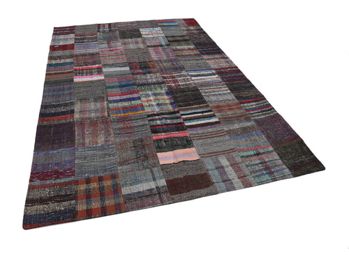 Kirk Yama Grey Patchwork Cotton Wool Handmade Area Rug 6'9'' x 9'9''
