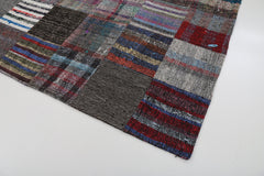 Kirk Yama Grey Patchwork Cotton Wool Handmade Area Rug 6'9'' x 9'9''
