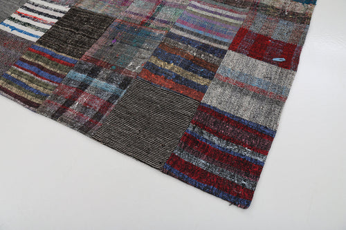Kirk Yama Grey Patchwork Cotton Wool Handmade Area Rug 6'9'' x 9'9''