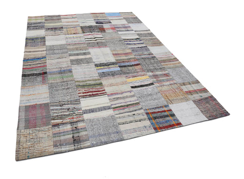 Kirk Yama Beige Patchwork Cotton Wool Handmade Area Rug 6'11'' x 9'10''