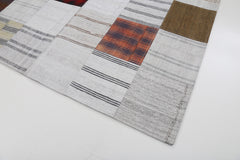 Kirk Yama Beige Patchwork Cotton Wool Handmade Area Rug 5'9'' x 7'11''