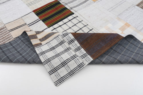 Kirk Yama Beige Patchwork Cotton Wool Handmade Area Rug 5'9'' x 7'11''