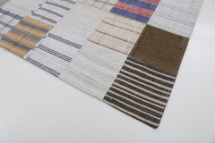 Handmade Area Rug – Durable Beige Patchwork Carpet | Cotton Wool Blend 6'8"x9'9"