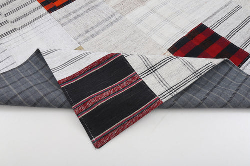 Handmade Area Rug – Durable Beige Patchwork Carpet | Cotton Wool Blend 6'8"x9'9"