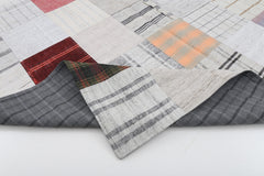 Handmade Area Rug – Beige Patchwork Vintage Wool Cotton Carpet 6'7" x 9'10"