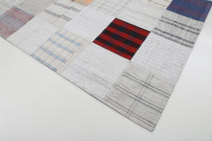 Handmade Area Rug - Kirk Yama Beige Patchwork Cotton Wool Rug 6'8" x 9'10"