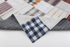 Handmade Area Rug - Kirk Yama Beige Patchwork Cotton Wool Rug 6'8" x 9'10"