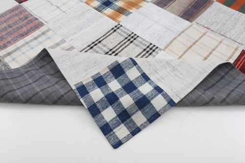 Handmade Area Rug - Kirk Yama Beige Patchwork Cotton Wool Rug 6'8" x 9'10"