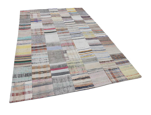 Kirk Yama Beige Patchwork Cotton Wool Handmade Area Rug 6'7'' x 9'10''