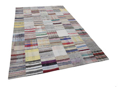 Handmade Area Rug – Kirk Yama Beige Patchwork Cotton Wool Carpet 6'7''x9'10''