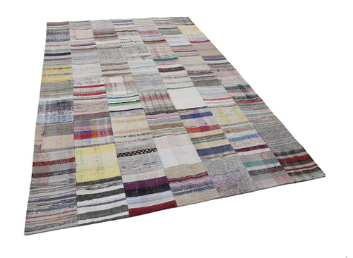 Handmade Area Rug – Kirk Yama Beige Patchwork Cotton Wool Carpet 6'7''x9'10''