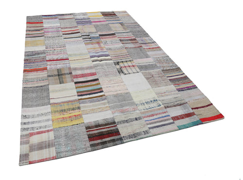 Kirk Yama Beige Patchwork Cotton Wool Handmade Area Rug 6'8'' x 9'10''