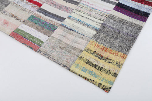 Kirk Yama Beige Patchwork Cotton Wool Handmade Area Rug 6'7'' x 9'10''