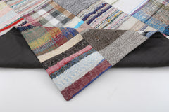 Handmade Area Rug - Kirk Yama Grey Patchwork Cotton Wool 6'7" x 9'11"