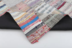 Handmade Area Rug – Beige Patchwork Cotton Wool Vintage Turkish Carpet 6x9 ft