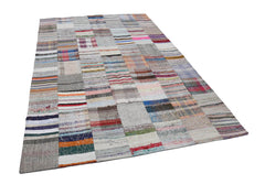 Kirk Yama Beige Patchwork Cotton Wool Handmade Area Rug 6'7'' x 9'11''