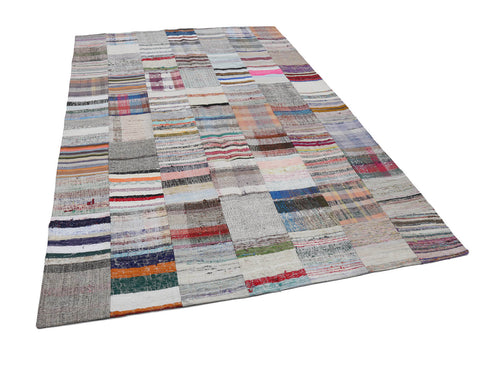Kirk Yama Beige Patchwork Cotton Wool Handmade Area Rug 6'7'' x 9'11''