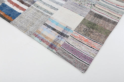 Kirk Yama Beige Patchwork Cotton Wool Handmade Area Rug 6'7'' x 9'11''