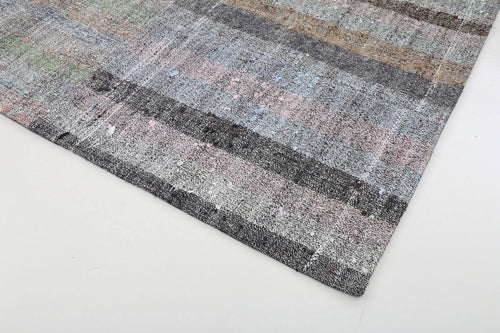 Handmade Area Rug - Turkish Patchwork Carpet 8'1"x11'6" Grey Cotton Wool