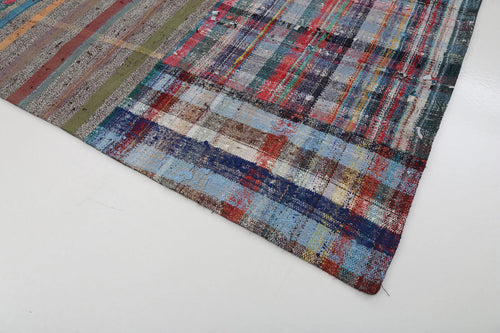 Handmade Area Rug - Kirk Yama Grey Patchwork Cotton Wool 8'x10' Classic Carpet